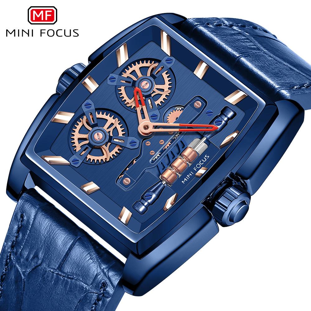 Watch Barrel Type Case Electromechanical Bicycle Men's Watch Genuine Leather Strap Men's Watch