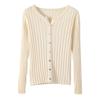 Women's Ribbed V-Neck Knitted Cardigan - Loose Thin Plus Size Sweater Coat