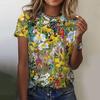 Fun Plants Pattern T Shirt For Women Colorful Flowers 3D Printed Short Sleeves Tees Summer