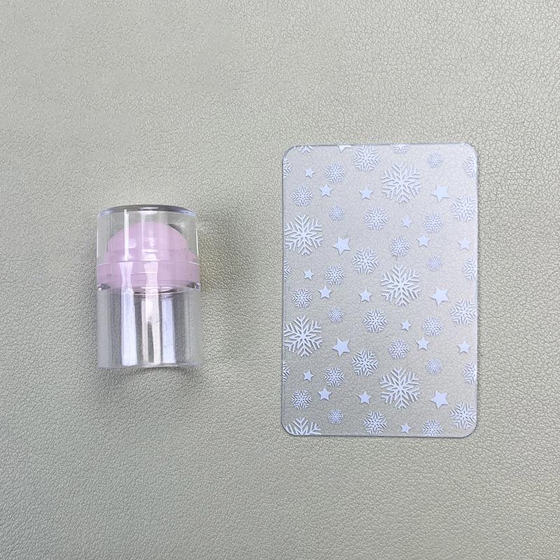 1Pc Erasable Mini Single Head Silicone Nail Stamping Tool with Scraper French Tip Jelly Transfer Stencil for Nail Art