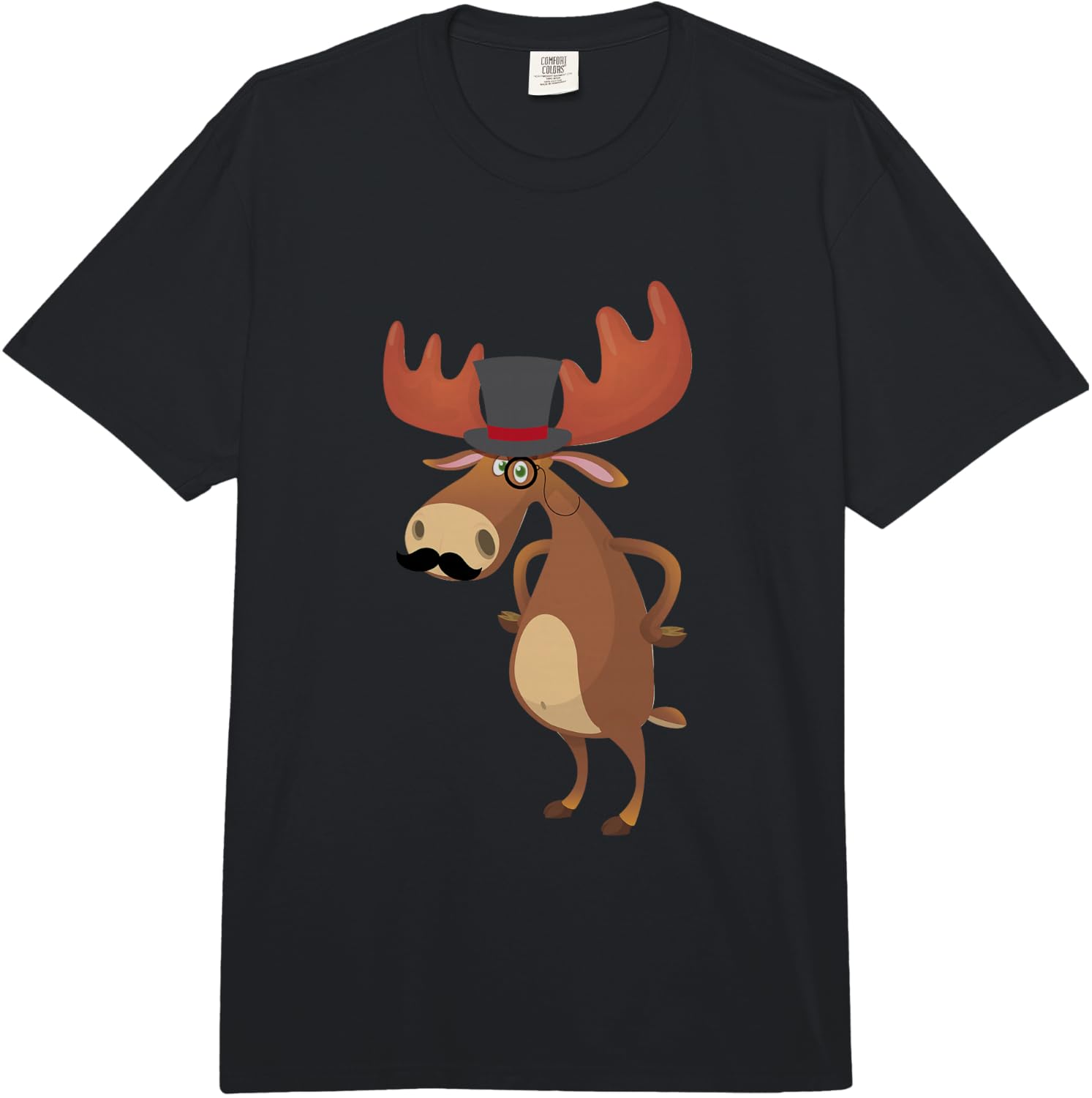 Funny Moose with Hat & Moustache Gift Comfort Colors Adult Heavyweight Unisex T-Shirt XXXXL