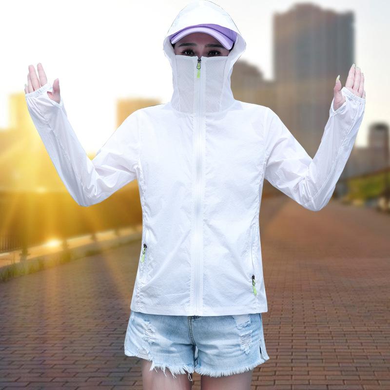 Finger Sleeve Hole Hooded Casual Lightweight Sunscreen Clothing Women's Summer Lightweight Breathable Sunshade Anti-ultraviolet Cycling Jacket