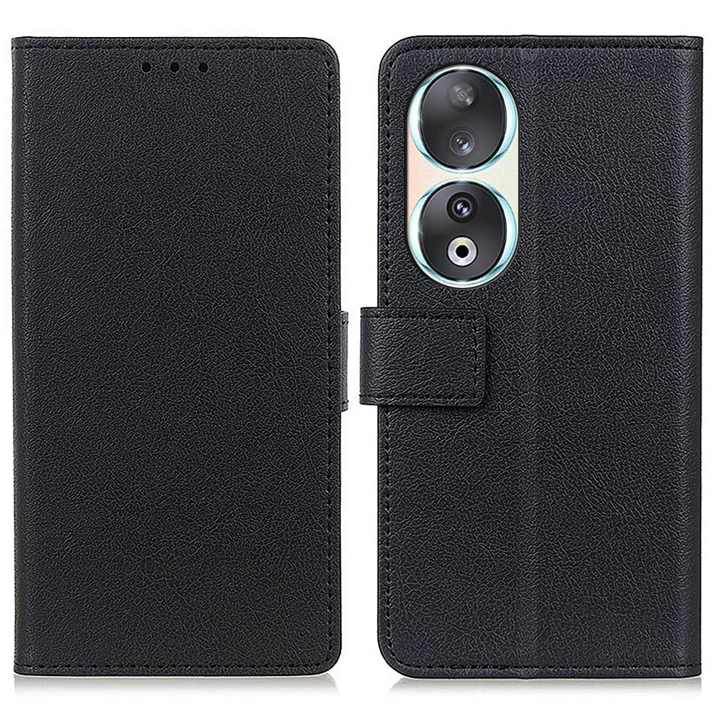 

Текстурований чохол для телефону Honor 90, гаманець-підставка з PU шкіри, протиударний захисний чохол Black