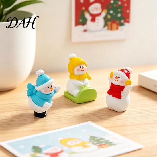 Christmas Desktop Ornaments Mini Snowman Figurine, Skiing Dolls, Small Car Ice Snow Theme Decor Dashboard Figurines, Micro Landscape for Dollhouse DIY