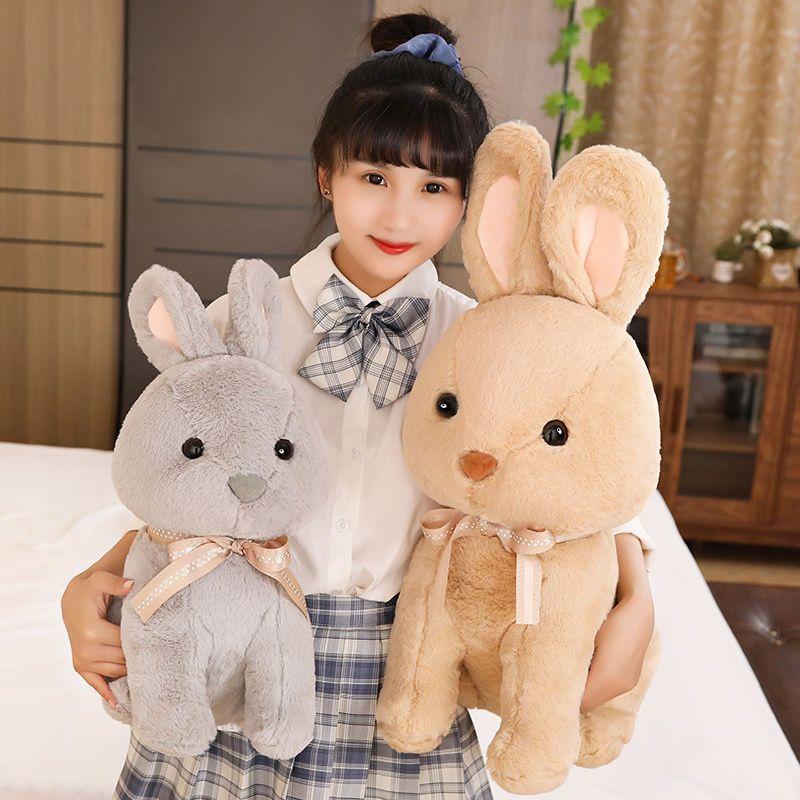 Emulational Rabbit Plush Toys Little Bunny Figurine Doll Girlfriend Scarf Rabbit Children Gift Desk Living Room Car Interior Decoration Fashion Girl