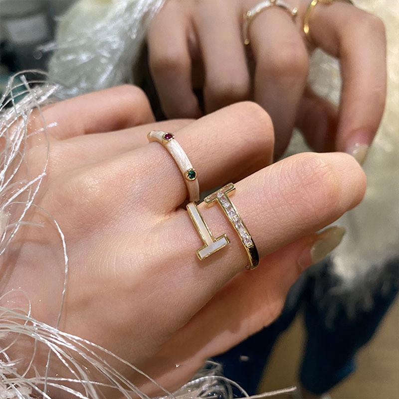 Adjustable Trendy Copper Ring For Women With Chic Geometric Style Colors And