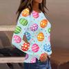 Women's Fashion Casual Slit Hem Round Neck Long Sleeve Loose Printed T-Shirt Ladies Top