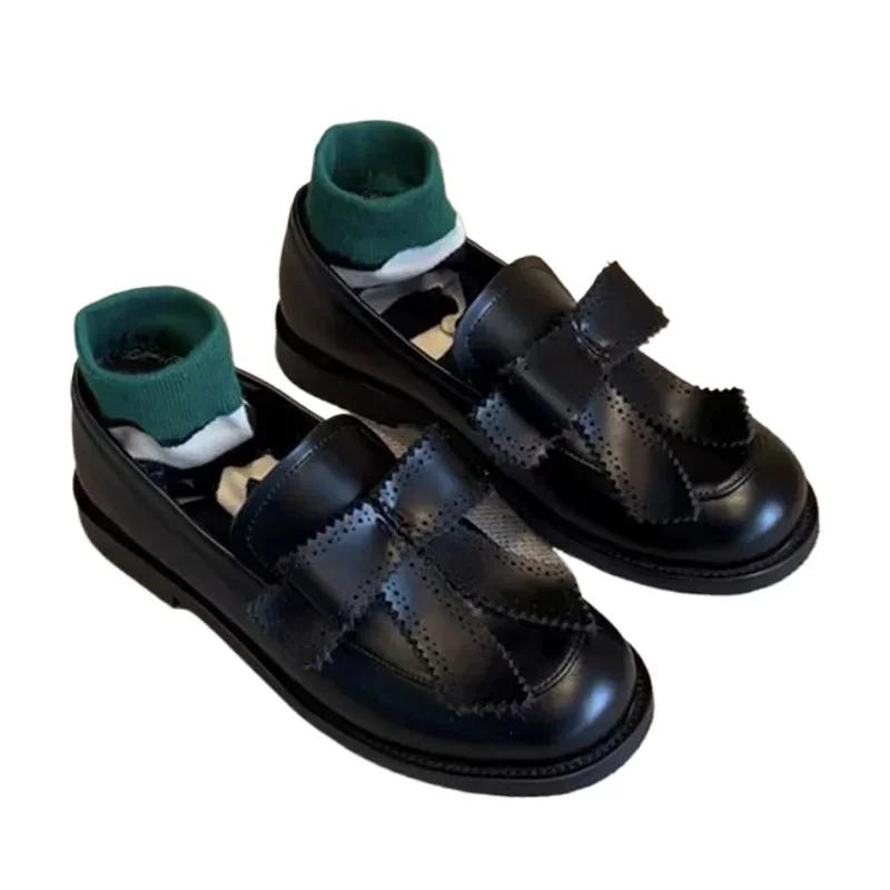 Fashion Round Toe Bow British Style Loafers 2025 New Slip-on Retro Academy Single Shoes Low Heel Small Leather Shoes for Women