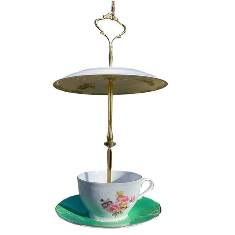 

SHGO-Retro Bird Feeder Vintage Teacup Design Hummingbird Feeding Cup Garden Accessory For Patio Backyard Deck Balcony Courtyard