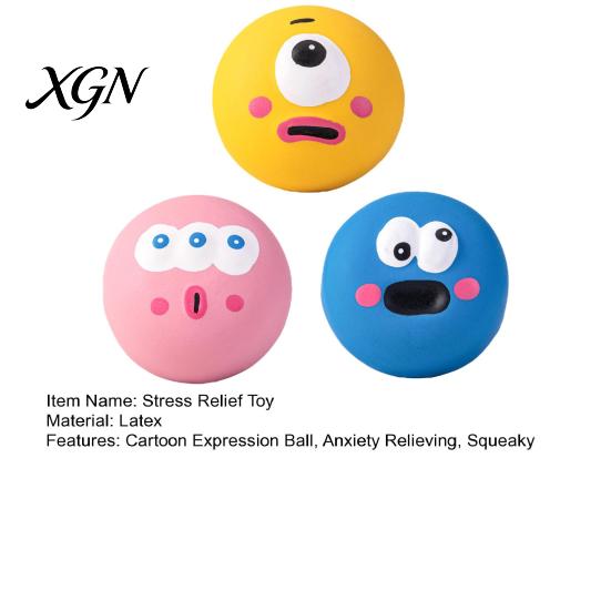 Kids Stress Relief Toy 3Pcs Cartoon Expression Ball Anxiety Relieving Squeaky Squeeze Fidget Office Focus Aid Hand Exercise Relaxation Sensory