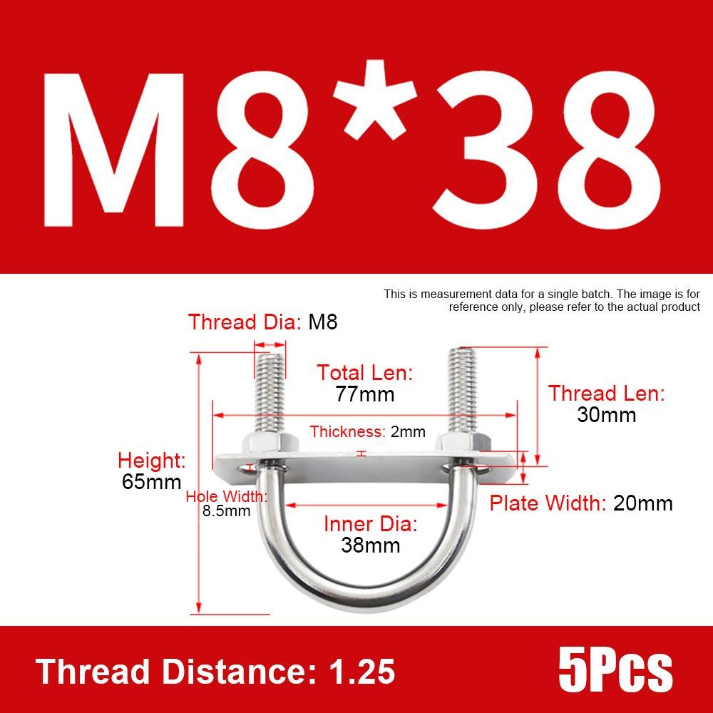 1Set With Baffle M8 Round Tube Clamp 304 Stainless Steel Round Bolt  for Round Tube