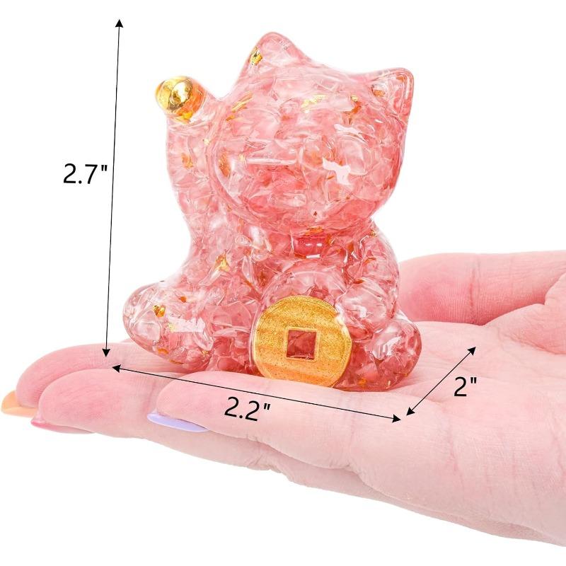3 Pcs Maneki Neko en Cristal, Mini Figurine Chat Porte-Bonheur de 2,7", Mignons Chats Accueillants Appelant la Fortune comme Décor Porte-Bonheur pour Maison Bureau Voiture