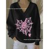 2025 3D Print V-neck Knit Pullover: Versatile Loose Fit Sweater for Autumn/Winter