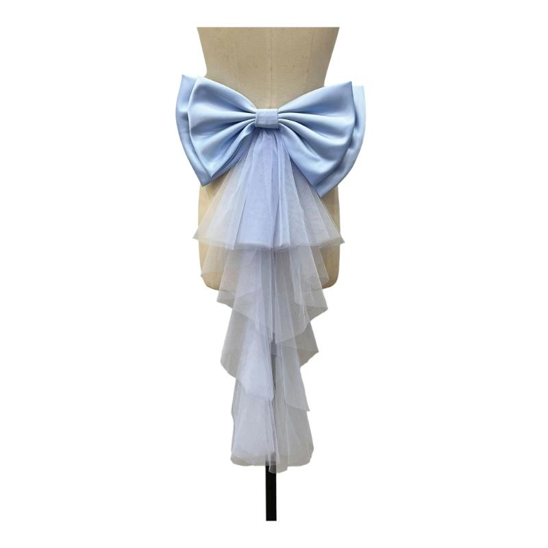 Fashionable Wedding Party Waist Bowknot for Woman Decorative Tulle Casual Train Waist Bowknot Foulard Female