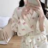 Women's Spring/Autumn Korean-Style Simple Comfortable Nightgown Pink Bow Casual Loose-Fit Loungewear Nightdress