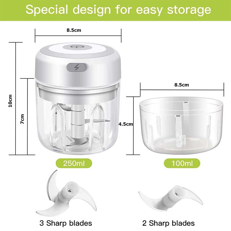 Electric Mini Garlic Mincer 100/250ML USB Vegetable Onion Chopper Portable Small Food Processor for Ginger Chili Vegetables 3