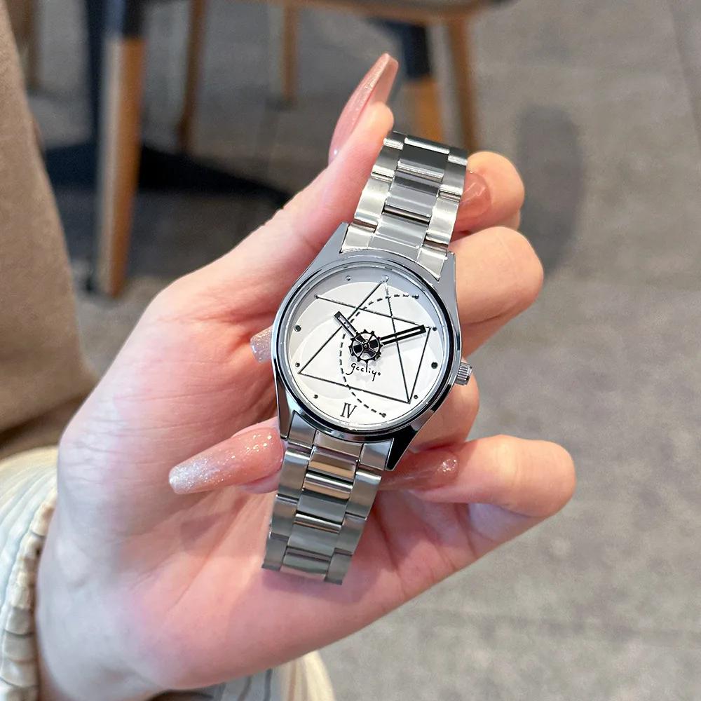 GCCLIYO Women Quartz Watch Conceptual Dial Reloj Ladies Luxury Wristwatch Vintage Unusual Simple New Style Stainless Steel Clock