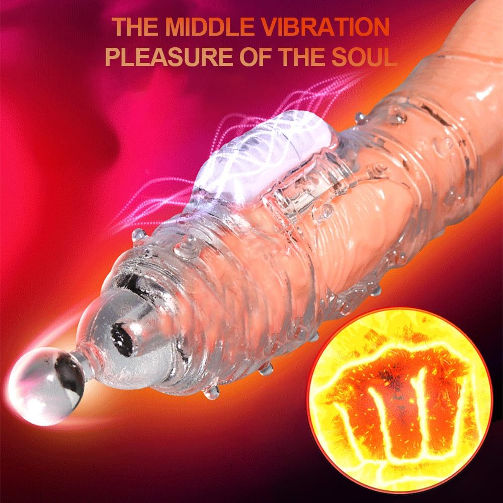 Highly Elastic Crystal Condom Reusable Penis Extender Sleeve Delay Ejaculation Penis Enlargement Intimate Goods Sex Toys For Men