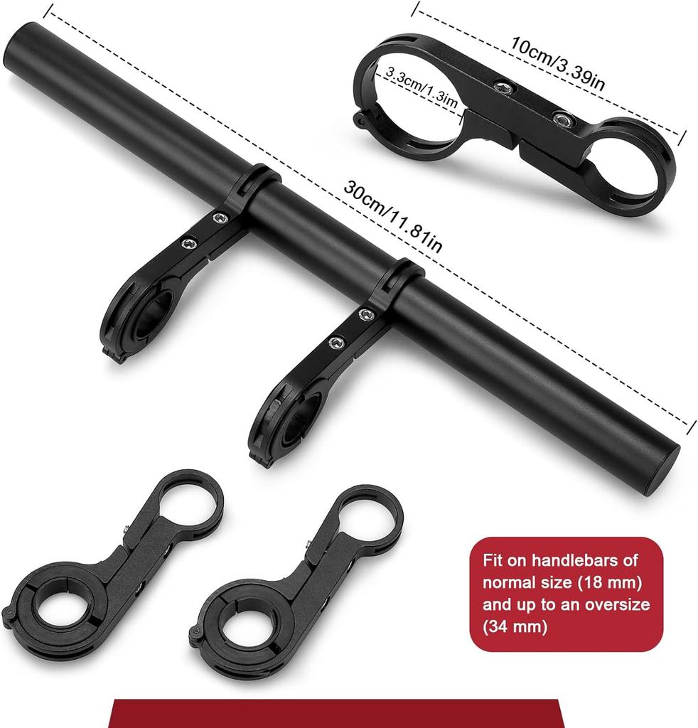 Carbon Fiber Dual Mount Extended Handlebar Bracket Compatible with Mountain Bikes Road Bikes Adjustable Clamp for Standard and Oversized Handlebars