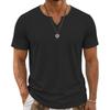 Men Casual Summer Loose V Neck Short Sleeve Solid T Shirt