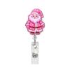 Christmas Badge Holder Sturdy Glitter Acrylic Badge Reel Pink Santa Badge Holder Funny For Hospitals Office Exhibitions