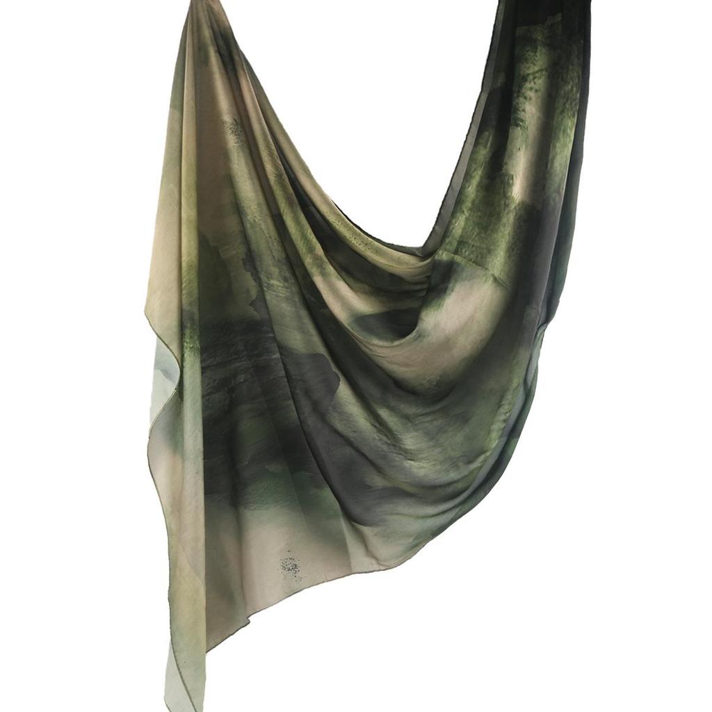 Silk Printed Marble Ethnic Headscarf and Shawl