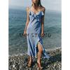 Summer New Product Women clothes Holiday Style V-neck Linen Blend Laminated Decoration Sling Dress 7953757