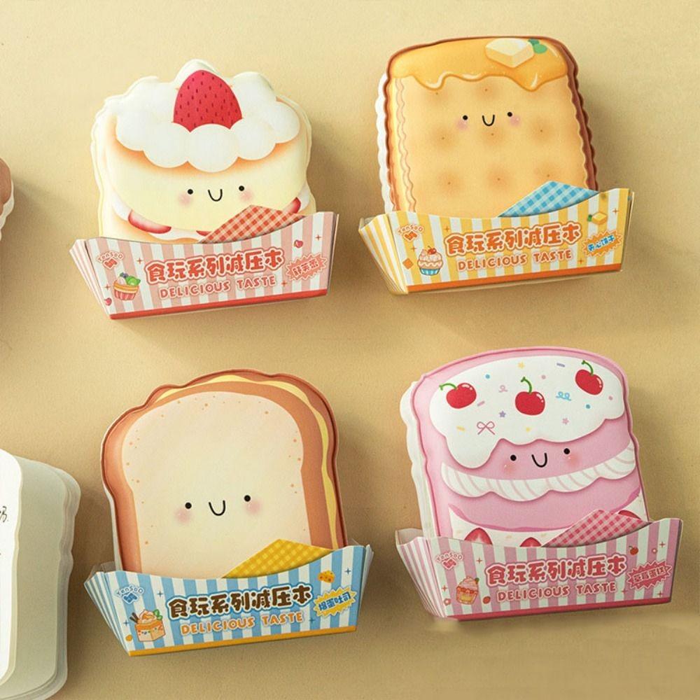 PU Cover Paper Memo Pad Cartoon Toast Squishy Notebook Mini Squeeze Diary Stationery Use