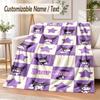 Kuromi Custom Name Flannel Throw Blanket Soft Warm for Sofa Bed Indoor Home Use