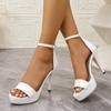 Sandales à Talons Hauts pour Femmes Sandales à Bride Cheville à Boucle Stiletto Chaussures Dames 2026 Nouvelles Sandales Sexy à Bout Ouvert Mode Escarpins Couleur Unie
