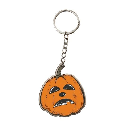 Durable Metal Key Chain Halloween Creepy Pumpkin Acrylic Keychain, Double-sided Head Ring Pattern Charm for Backpacks, Decorative Car Holiday