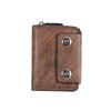 Zipper Men Card Holder Solid Color Business Clutch Bag Fashion Three Fold Wallet  Travel