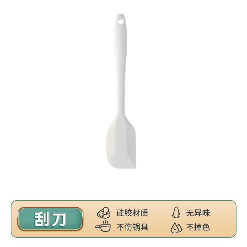 Large Color Baking Scraper Multifunctional Stirring Shovel Silicone Scraper Creative New Cream Splash Integrated Scraper (as the picture,Small size [mini-scraper] white)