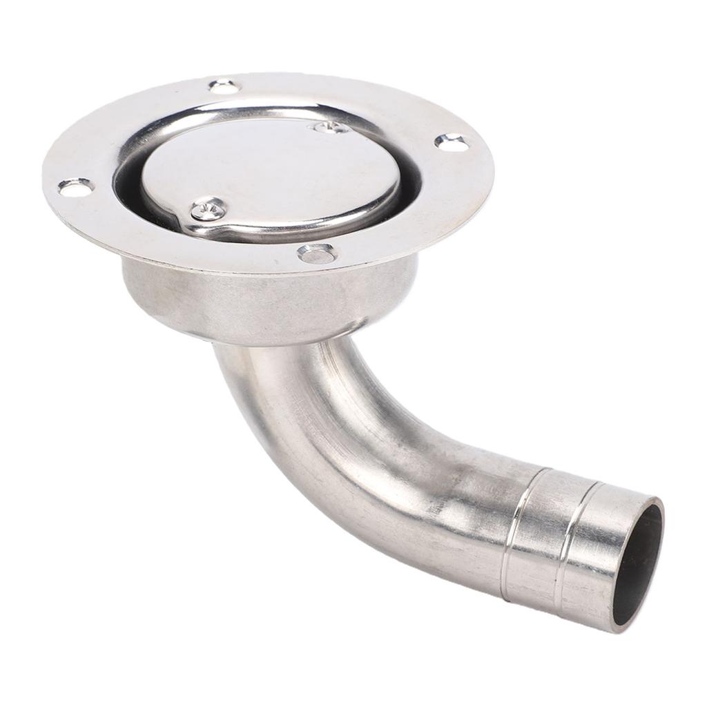 Boat Bend Floor Drain 3 Inch Stainless Steel Round Shape 90 degrees Marine Deck Drain Scupper with Filter 1 Inch
