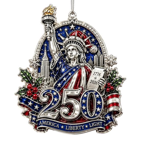 Patriotic Christmas Tree Snowflake Ornaments 250 Anniversary USA Ornament, United States 1776-2026 250th National Day Festive Keepsake, Acrylic