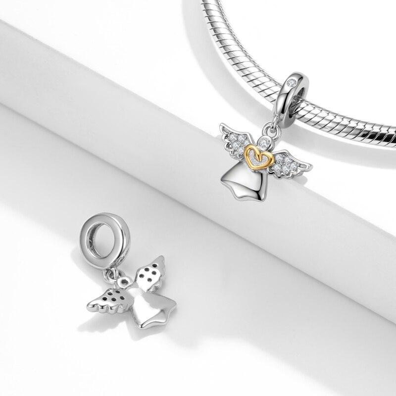 Sale Angel With Wings Heart Charms Pendants For Jewelry Making Pendants Fit Original Charm European Bracelets Gifts