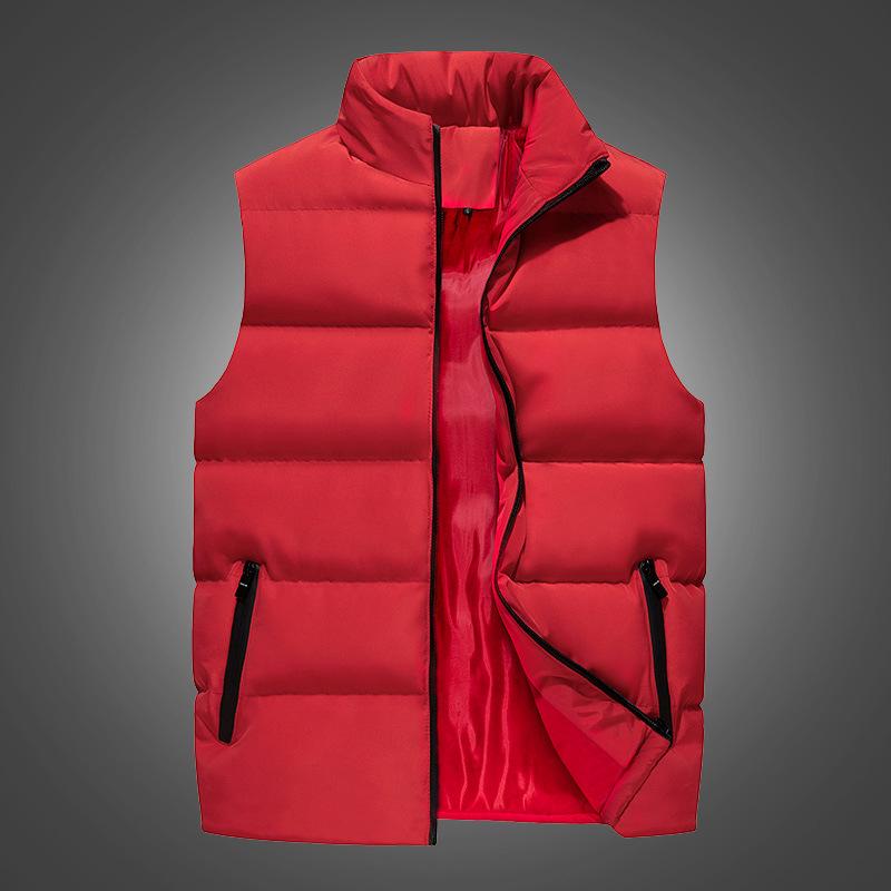 Men's Cotton-Padded Stand Collar Vest - Autumn/Winter Casual Sleeveless Outerwear