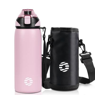 FJbottle 600ml Vacuum Insulated Mug Bottle Keeps Drinks Hot or Easy To Wide Mouth Stainless Steel Bottle with Water Bottle Cover and Cleaning Stylish