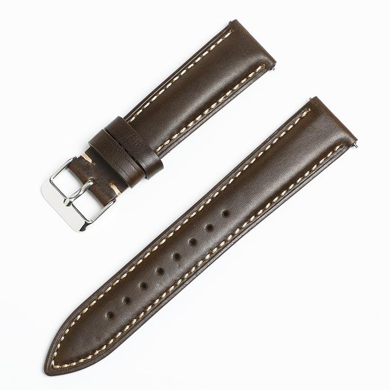 Oil Wax Leather Pointed Tail Strap First Layer Cowhide Retro Real Cowhide Switch Quick Release Smart Strap Universal