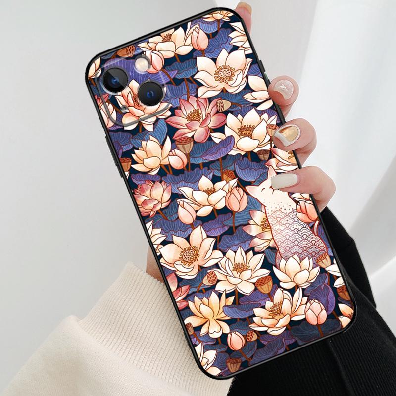 Lotus Flower Phone Case For iPhone 17 Pro Max 16 15 14 11 12 13 Pro Max mini 15 16 Plus 16e 17 Air Cover