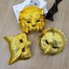 Tierische Goldene Plastik-Leoparden-Gesichtsmaske mit Verstellbaren Elastischen Bändern Halloween Kostüm Cosplay Maske Kostüm Zubehör
