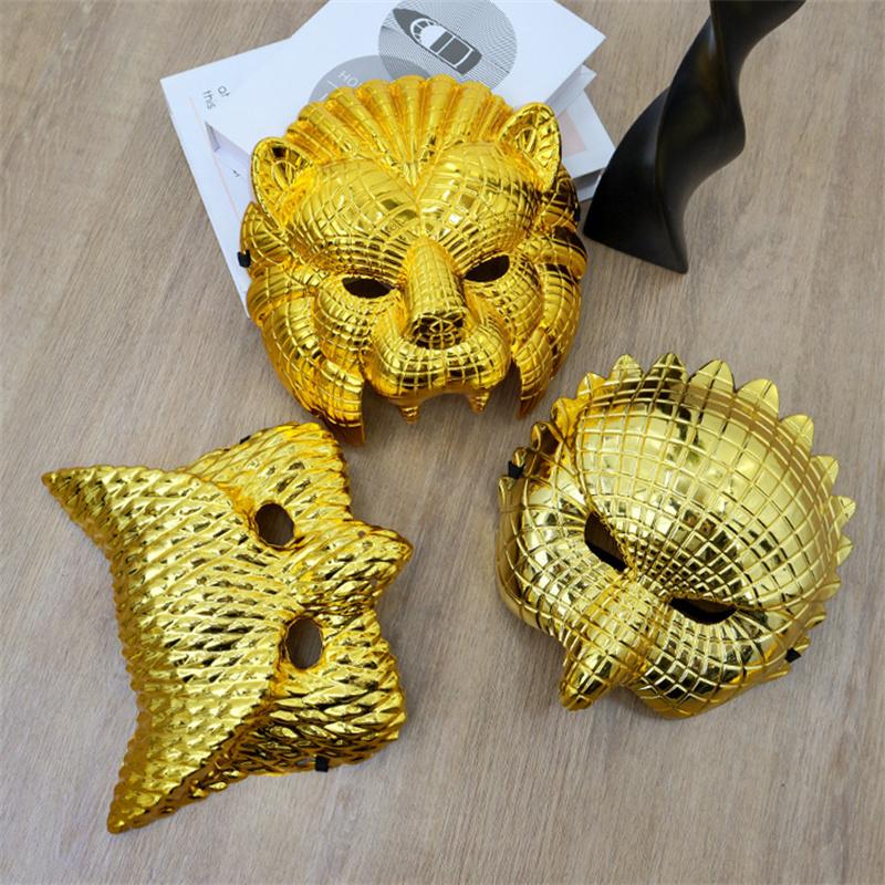 Tierische Goldene Plastik-Leoparden-Gesichtsmaske mit Verstellbaren Elastischen Bändern Halloween Kostüm Cosplay Maske Kostüm Zubehör