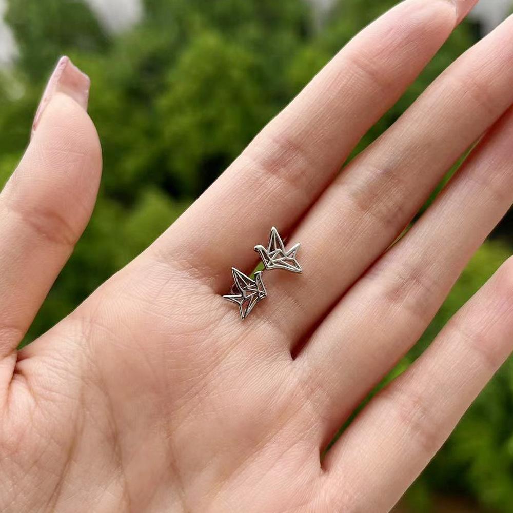 1 Pair, Fashionable, Stylish, Elegant and Simple Thousand Paper Crane Glossy Earrings