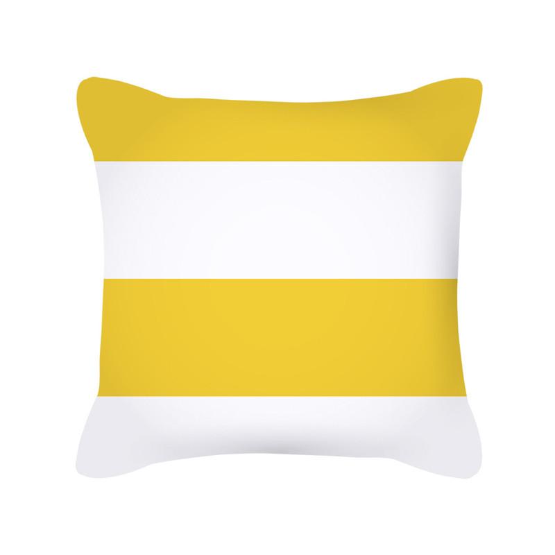 Yellow Geometric Stripe Sofa Cushion Cover Flower Pattern Decorative Throw Pillow  Nordic Style Home