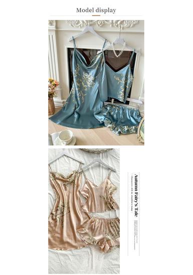 European-Style Silk Imitation Backless Slip Dress - Women's Summer Nightgown