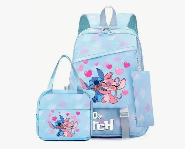 Student Schoolbag Three-Piece Large-Capacity Backpack Lunch Bag Pencil Case Diy
