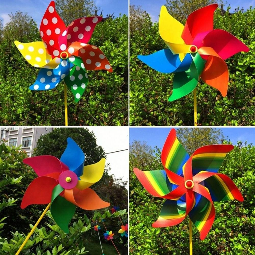 2pcs PVC Six Leaf Pinwheel Windmill 30cm Wind Windmill Wind Spinner  Garden Yard Party Decoration