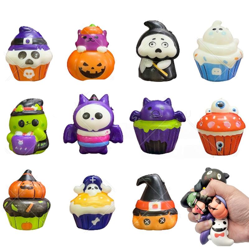 10Pcs Halloween Fidget Toys Skull Pumpkin Stress Relief Sensory Toys For Boys Girls Halloween Party Favors Kids Gifts