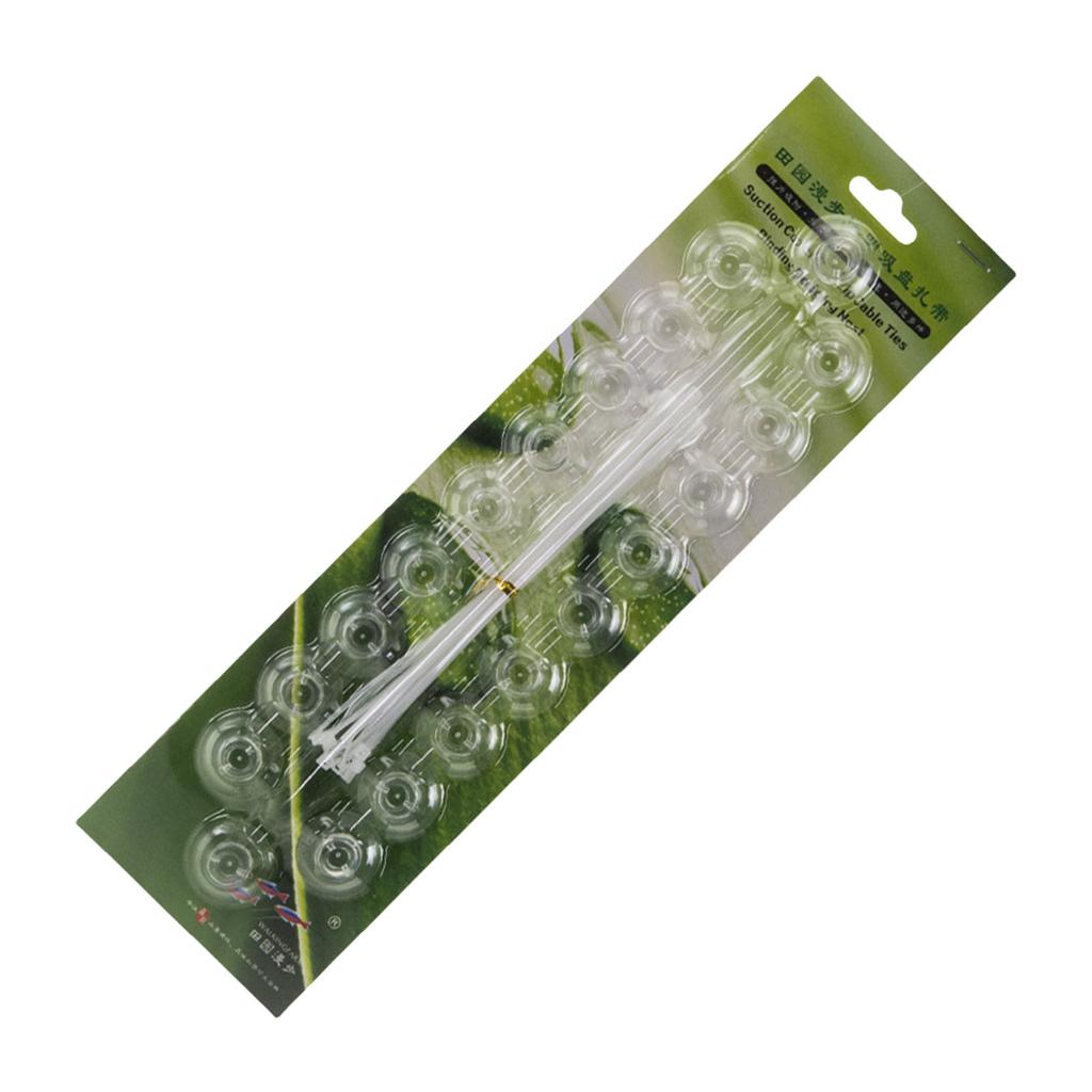 20pcs Aquarium Suction Cups and Adjustable Zip Ties for FishTank Plant Holder and Moss Binding