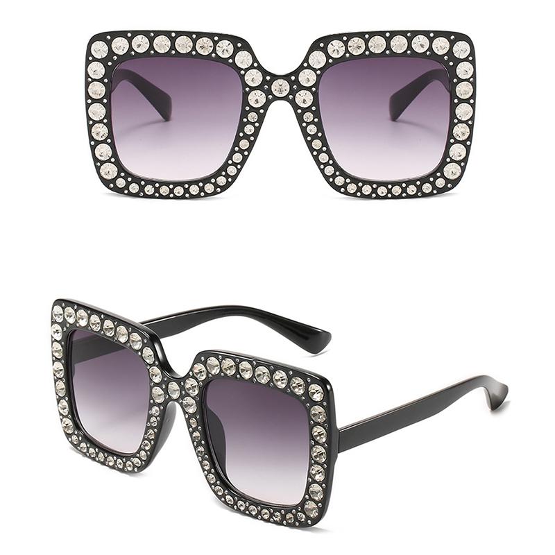 Vintage Oversized Square Sunglasses Women Luxury Crystal Rhinestone Eyewear Colorful Diamond Big Frame Sun Glasses
